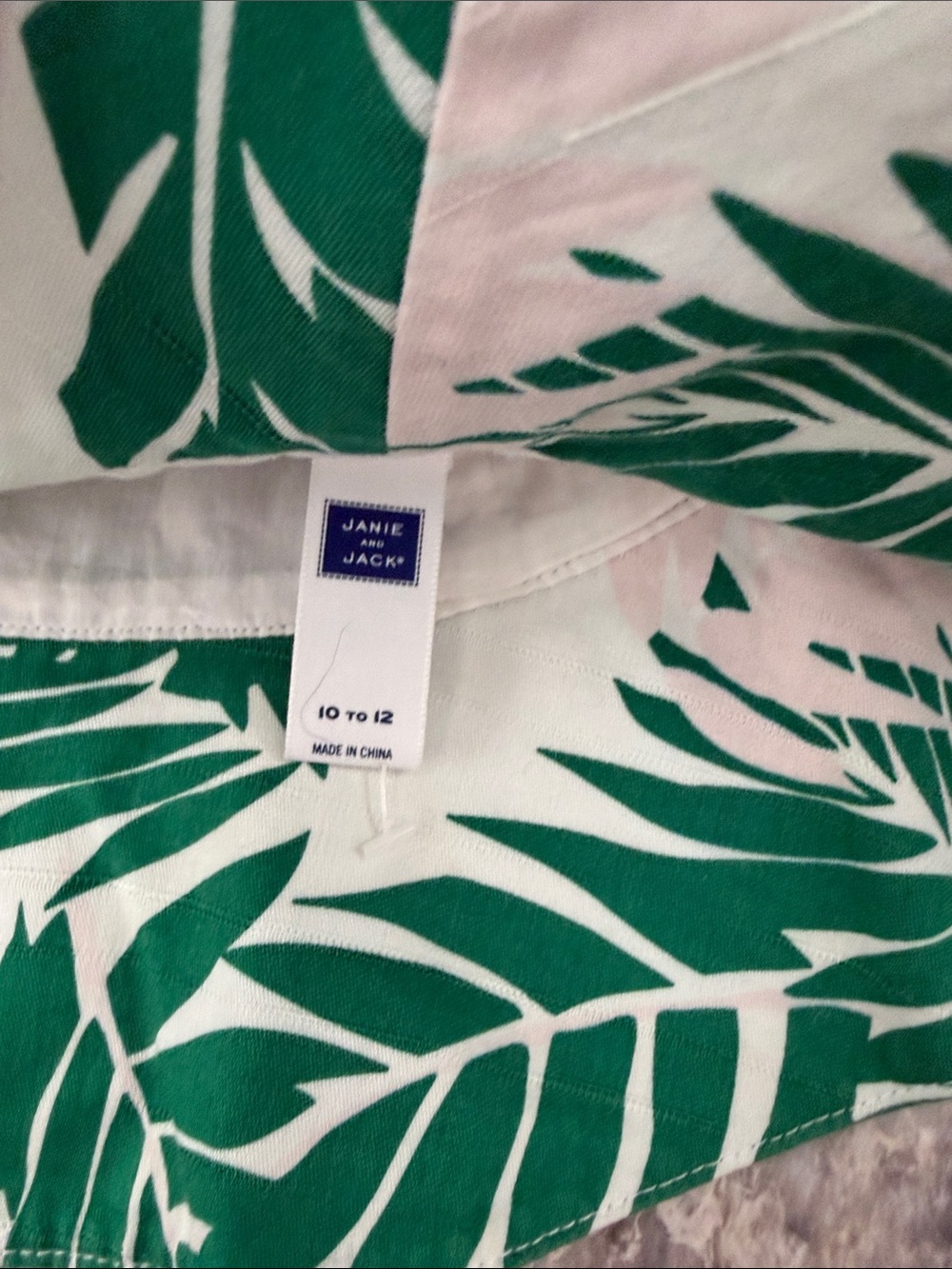 Janie and Jack Green & White Leaf Print Sun Hat with Bow Accent - Picture 2 of 4
